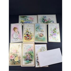 VTG Birthday Greeting Cards Multicolor Gold Foil Floral Religious 15 Card/14 Env